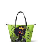 "Aina" Lime Pop Leather Tote Bag