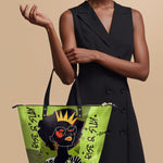 "Aina" Lime Pop Leather Tote Bag