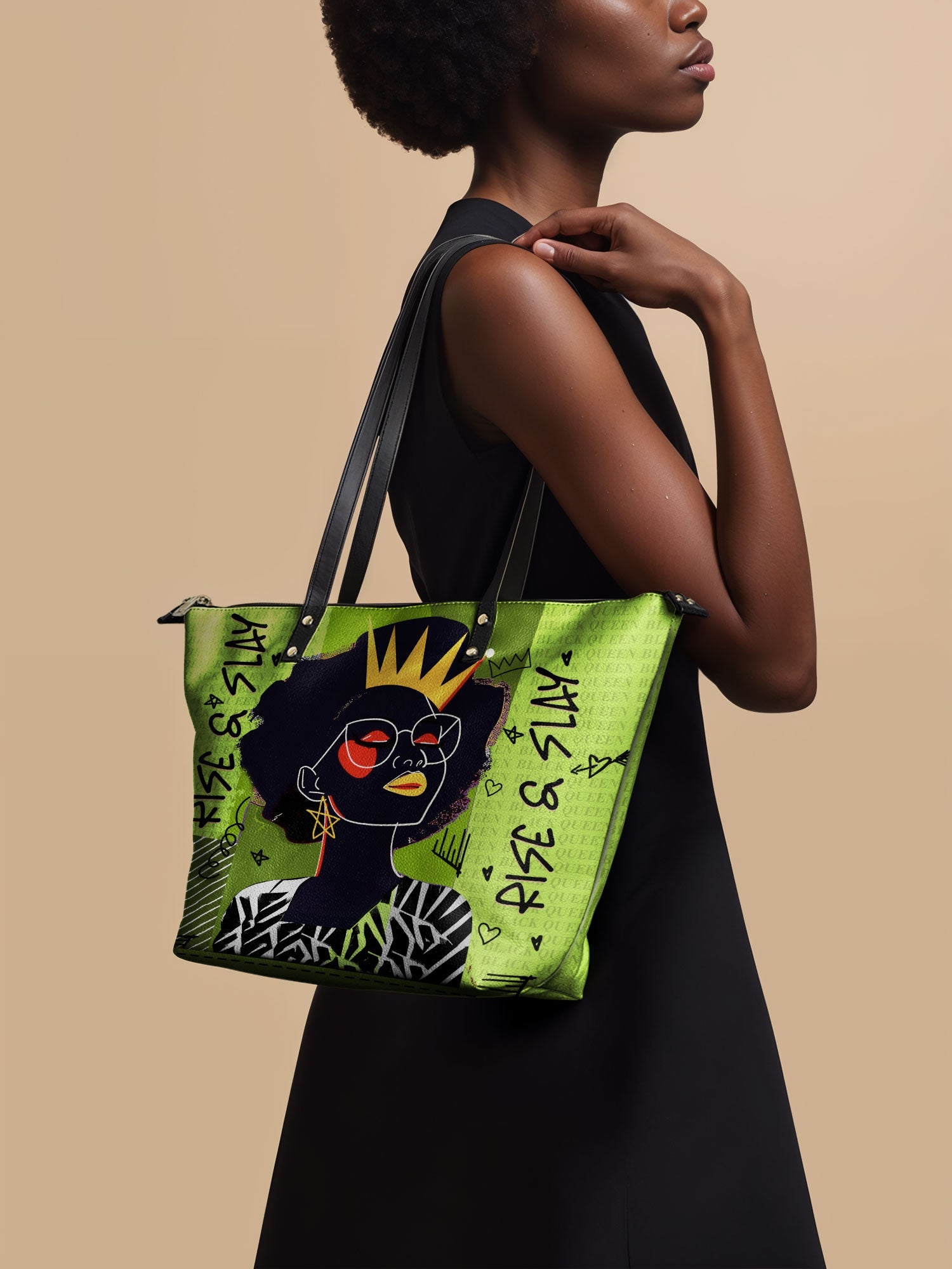"Aina" Lime Pop Leather Tote Bag