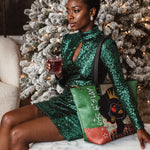 "Aina" Lime Pop Xmas Leather Tote Bag