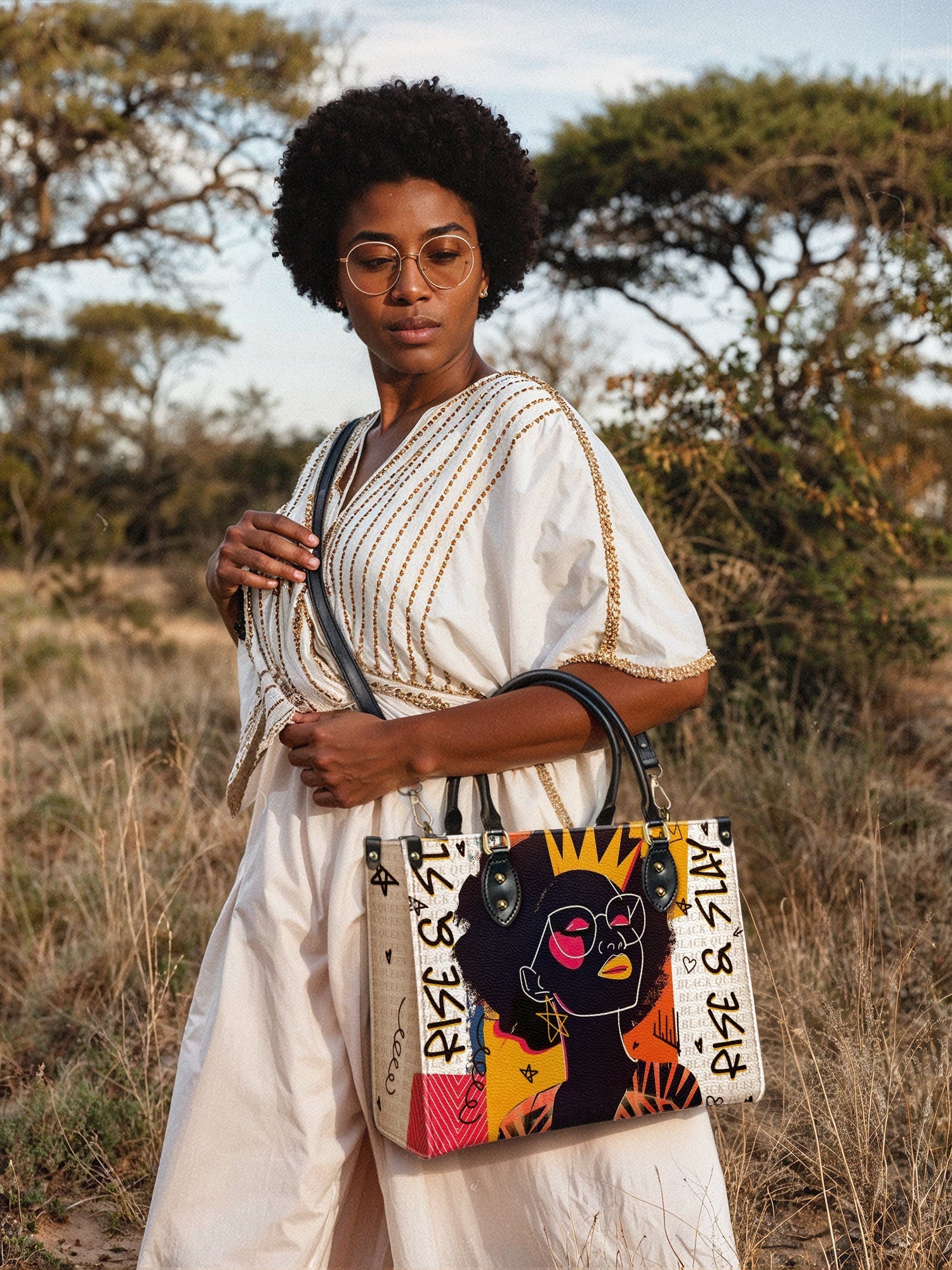 "Aina" Coconut White Leather Handbag