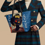 "Aina" Blueberry Snow Leather Tote Bag