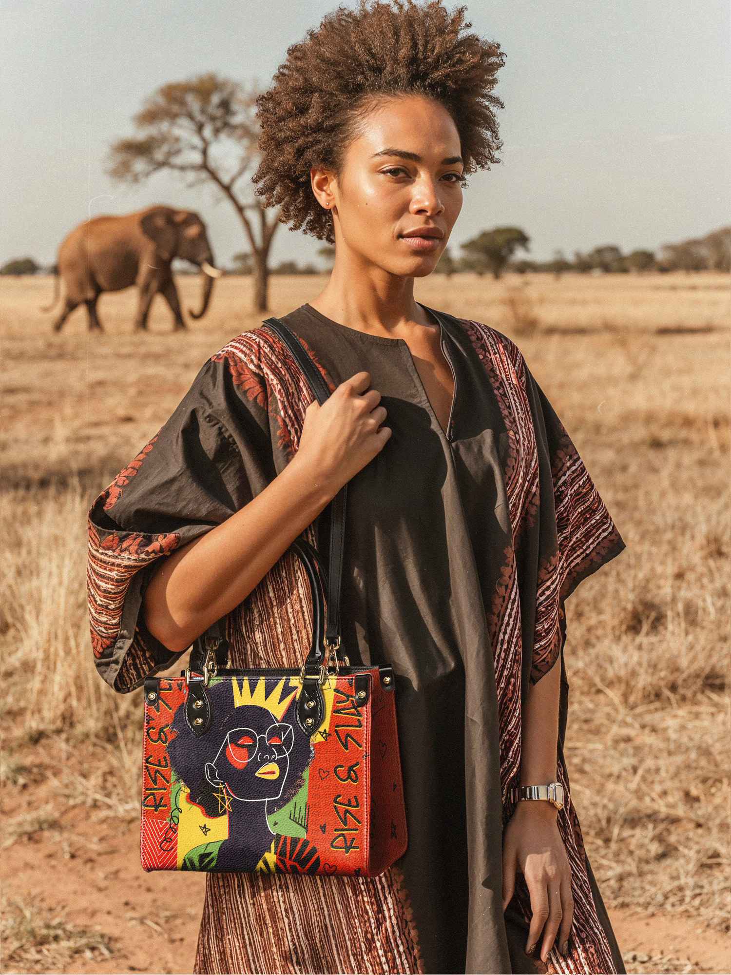 "Aina" Flame Red Small Leather Handbag