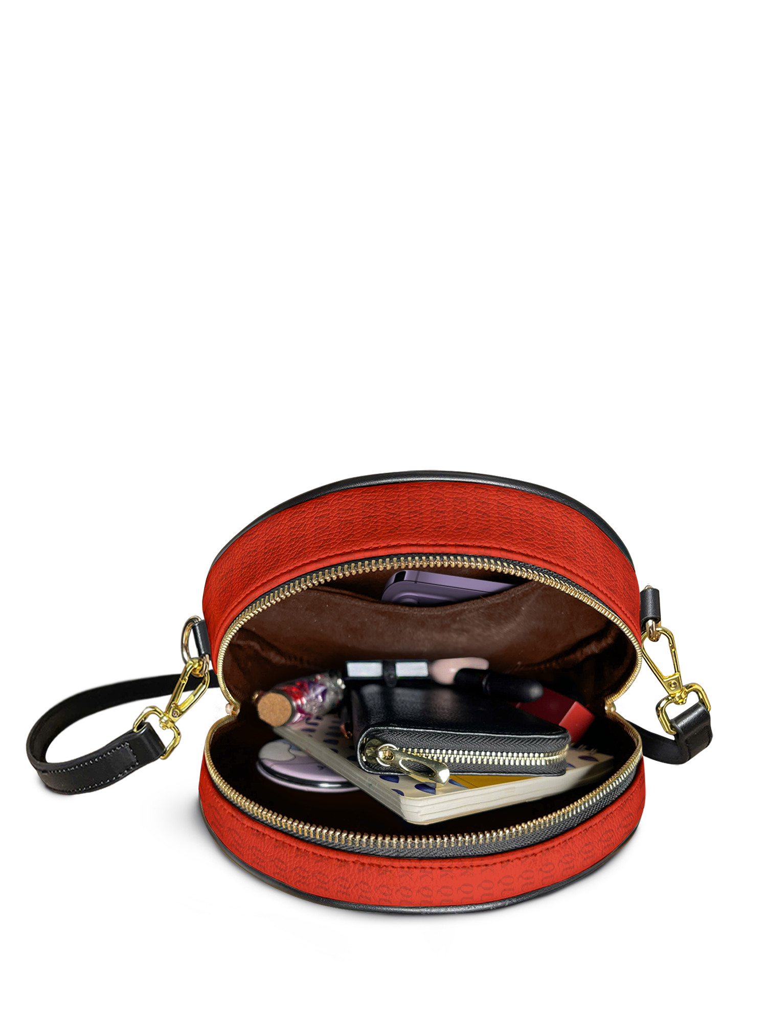 "Aina" Flame Red Circle Crossbody Bag