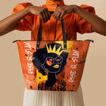 "Aina" Orange Sorbet Leather Tote Bag