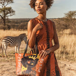 "Aina" Orange Sorbet Leather Tote Bag