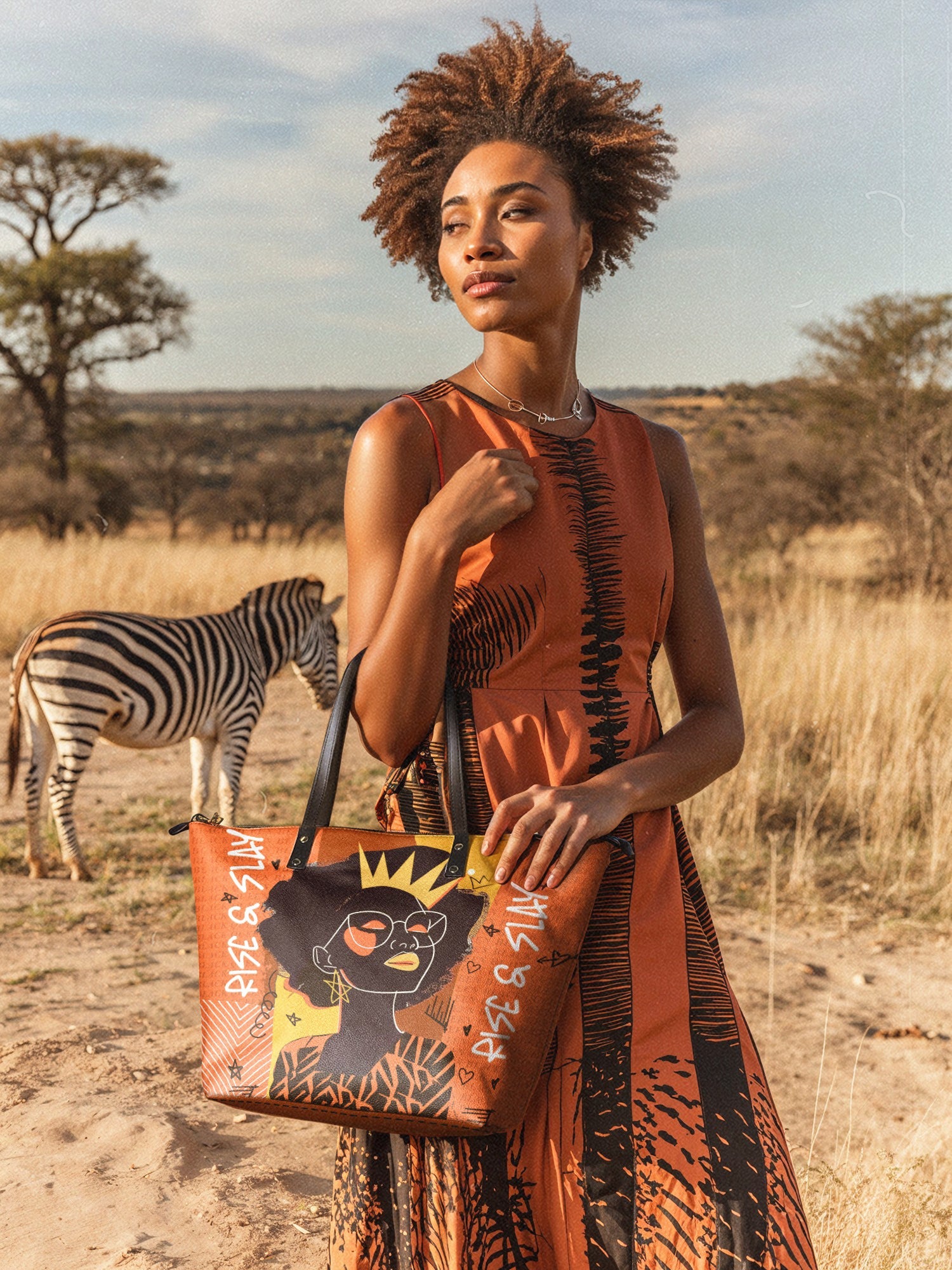 "Aina" Orange Sorbet Leather Tote Bag