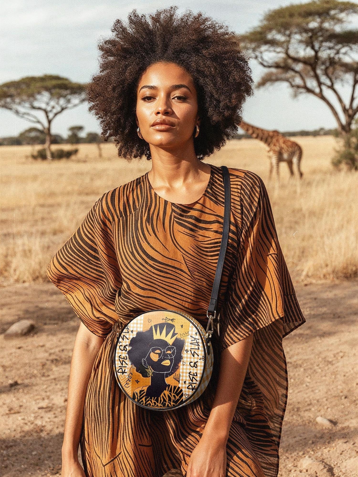 "Aina" Honeycomb Circle Crossbody Bag