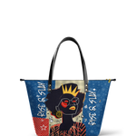 "Aina" Blueberry Snow Leather Tote Bag