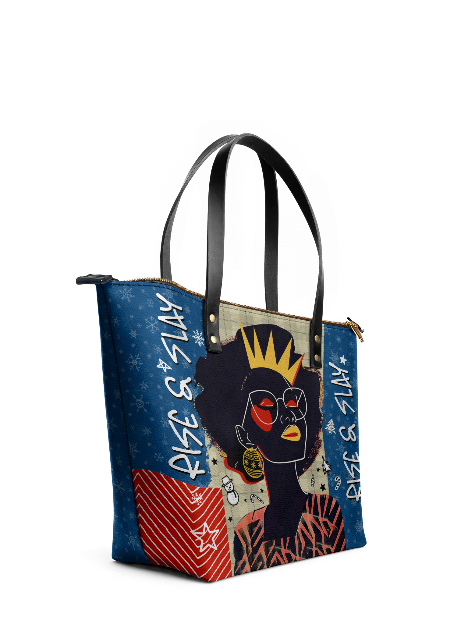 "Aina" Blueberry Snow Leather Tote Bag