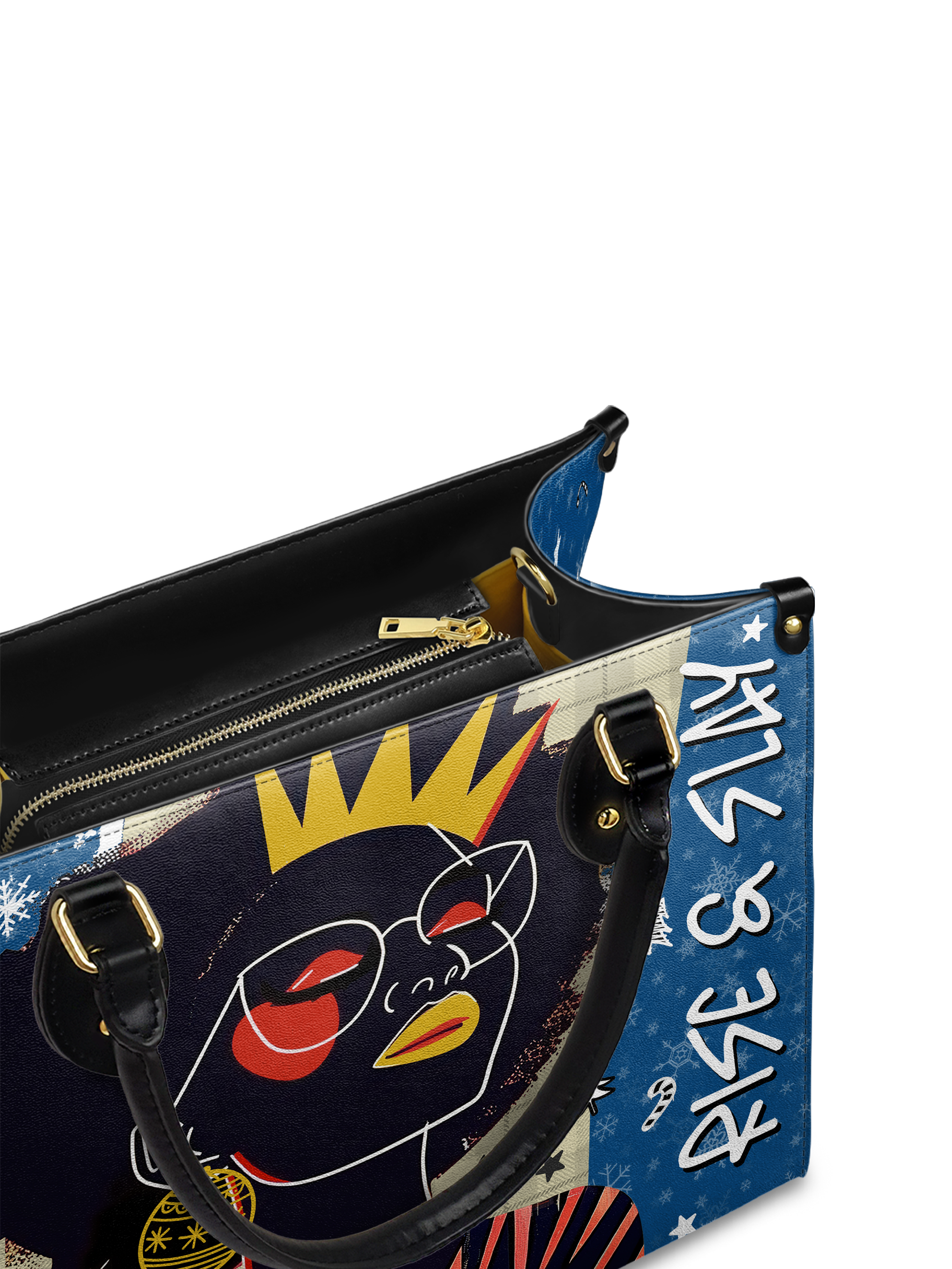 "Aina" Blueberry Snow Leather Handbag