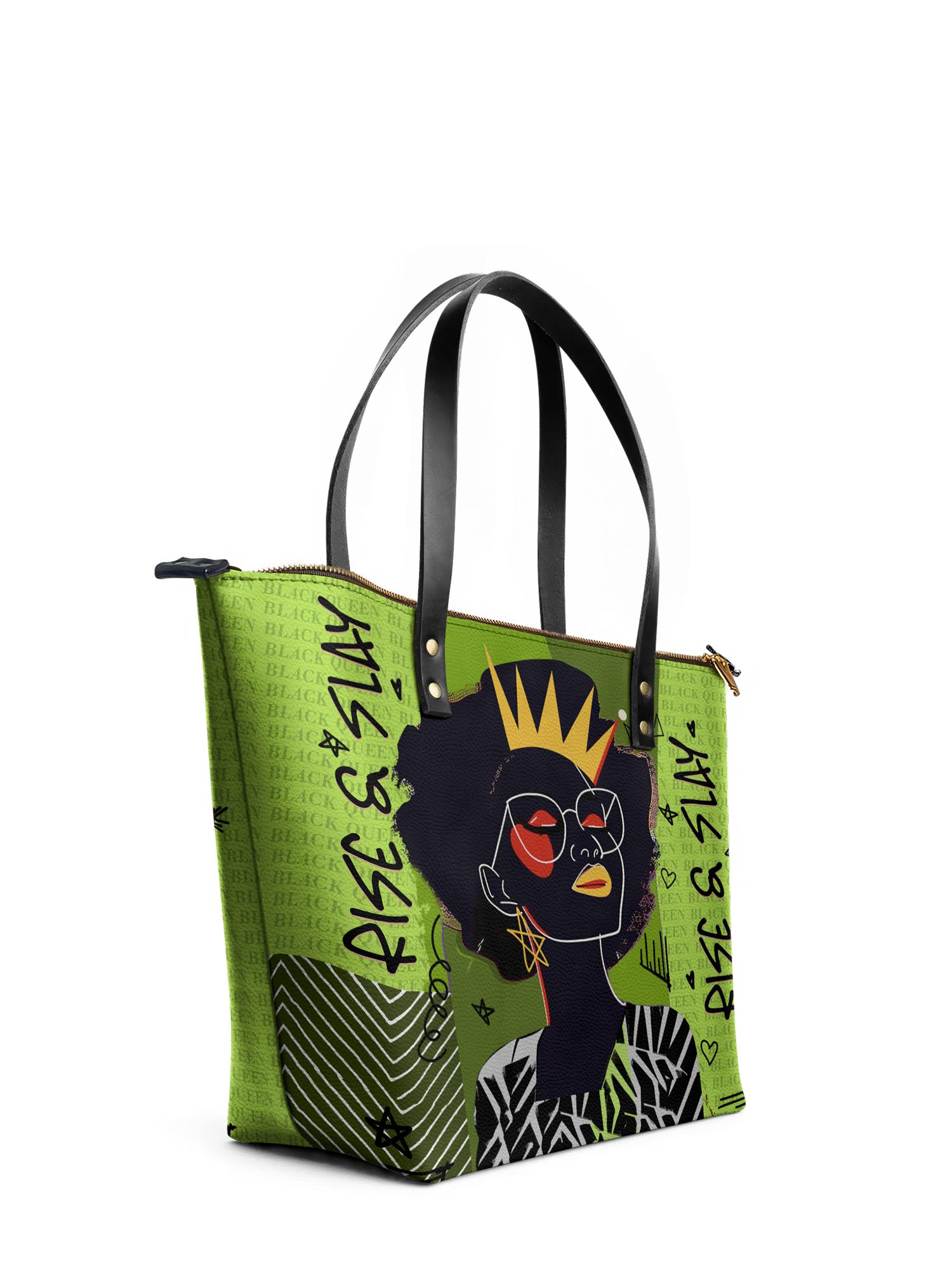 "Aina" Lime Pop Leather Tote Bag