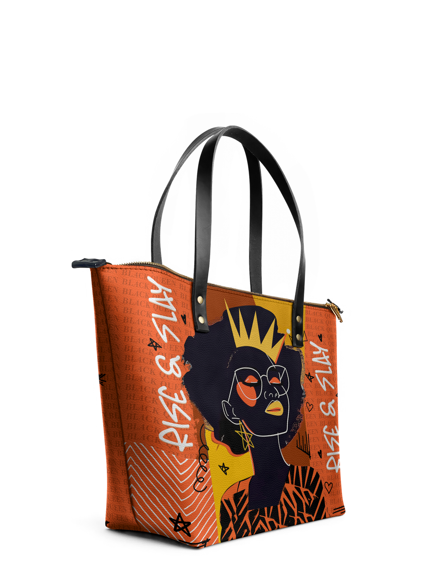 "Aina" Orange Sorbet Leather Tote Bag