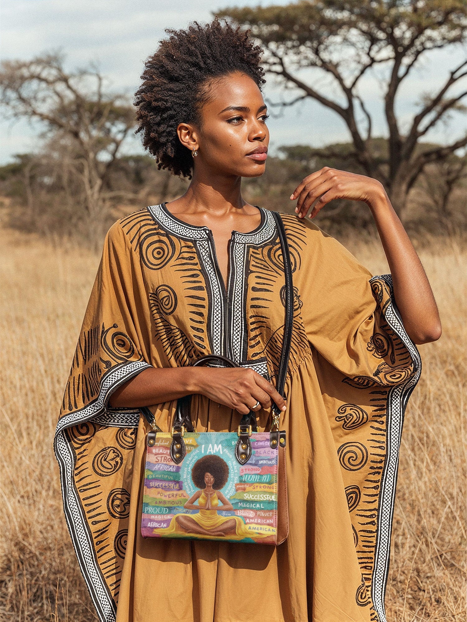 "AfroEssence" Small Leather Handbag