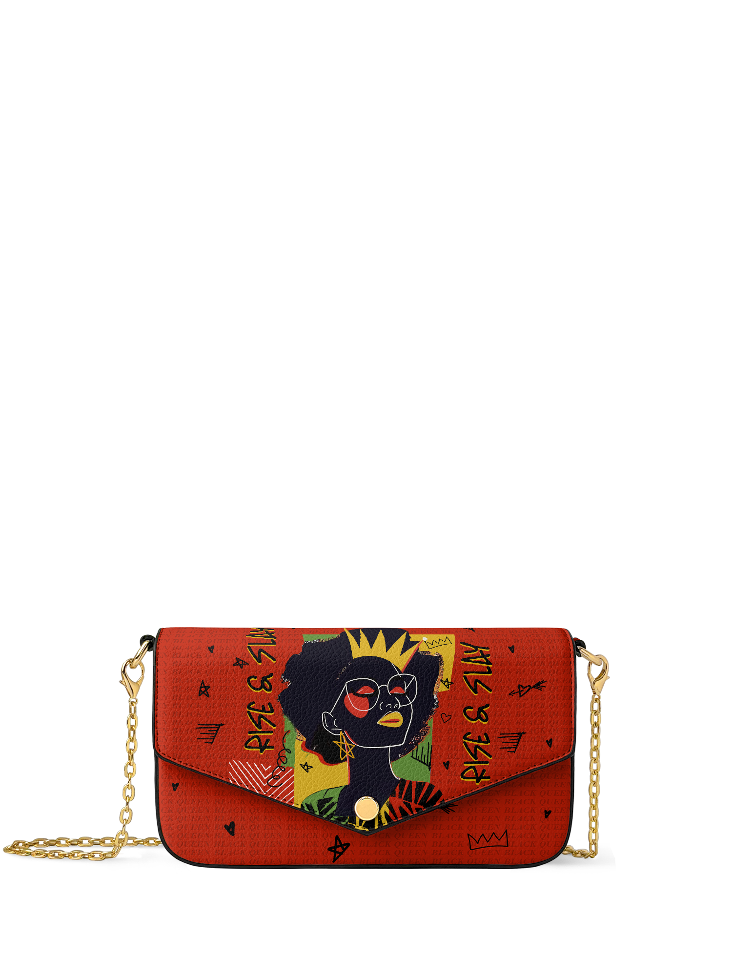 "Aina" Flame Red Envelope Chain Crossbody Bag