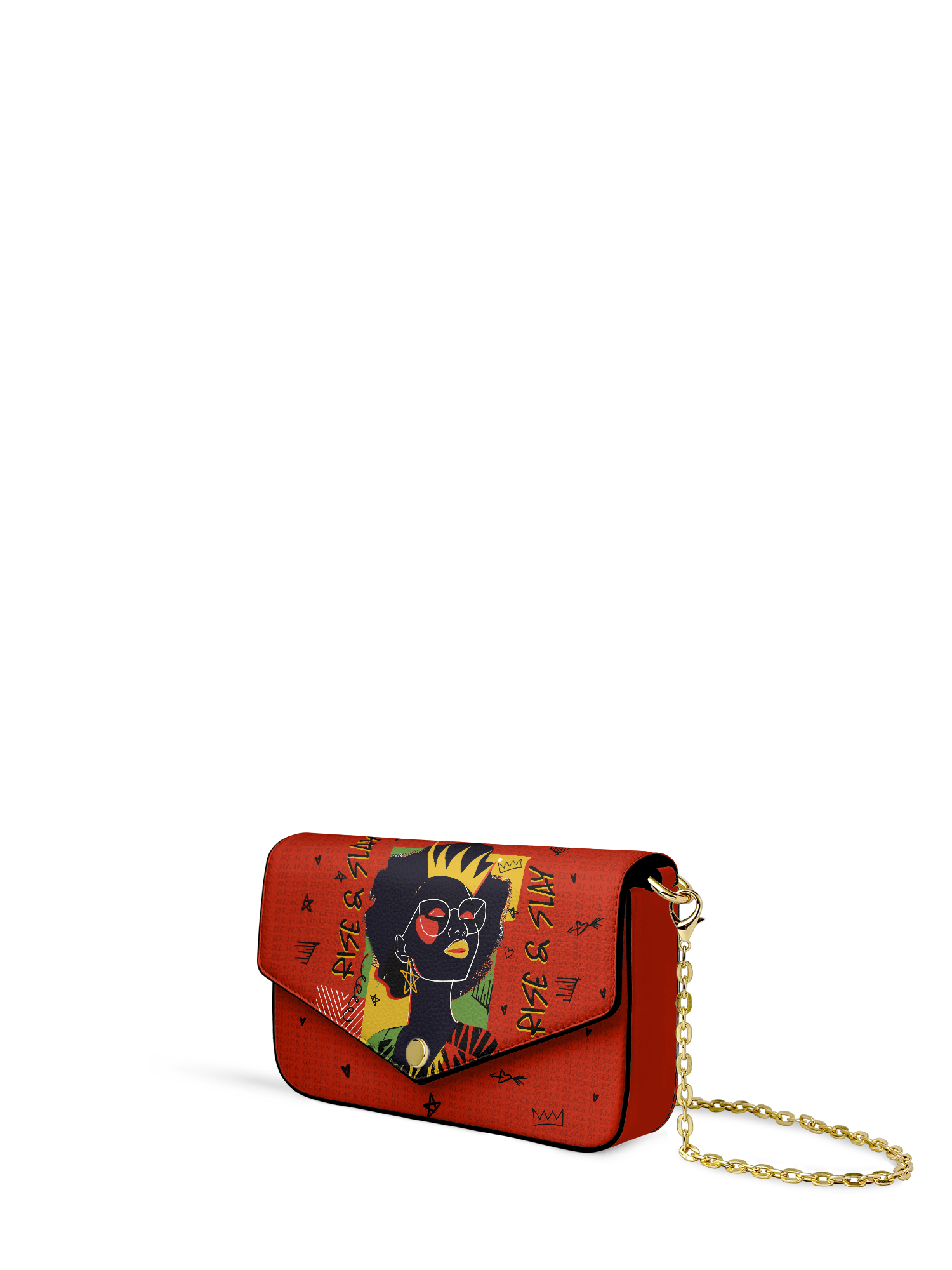"Aina" Flame Red Envelope Chain Crossbody Bag
