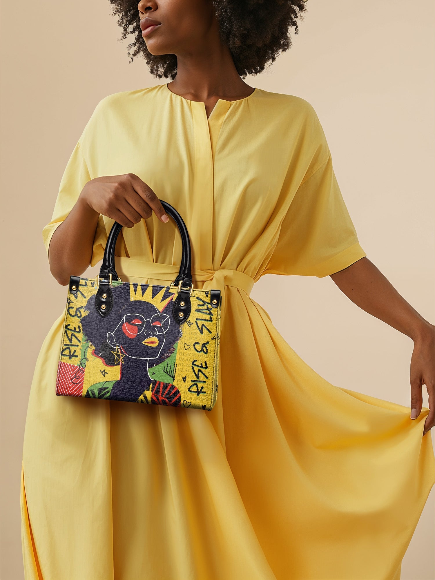 "Aina" Lemon Zest Small Leather Handbag
