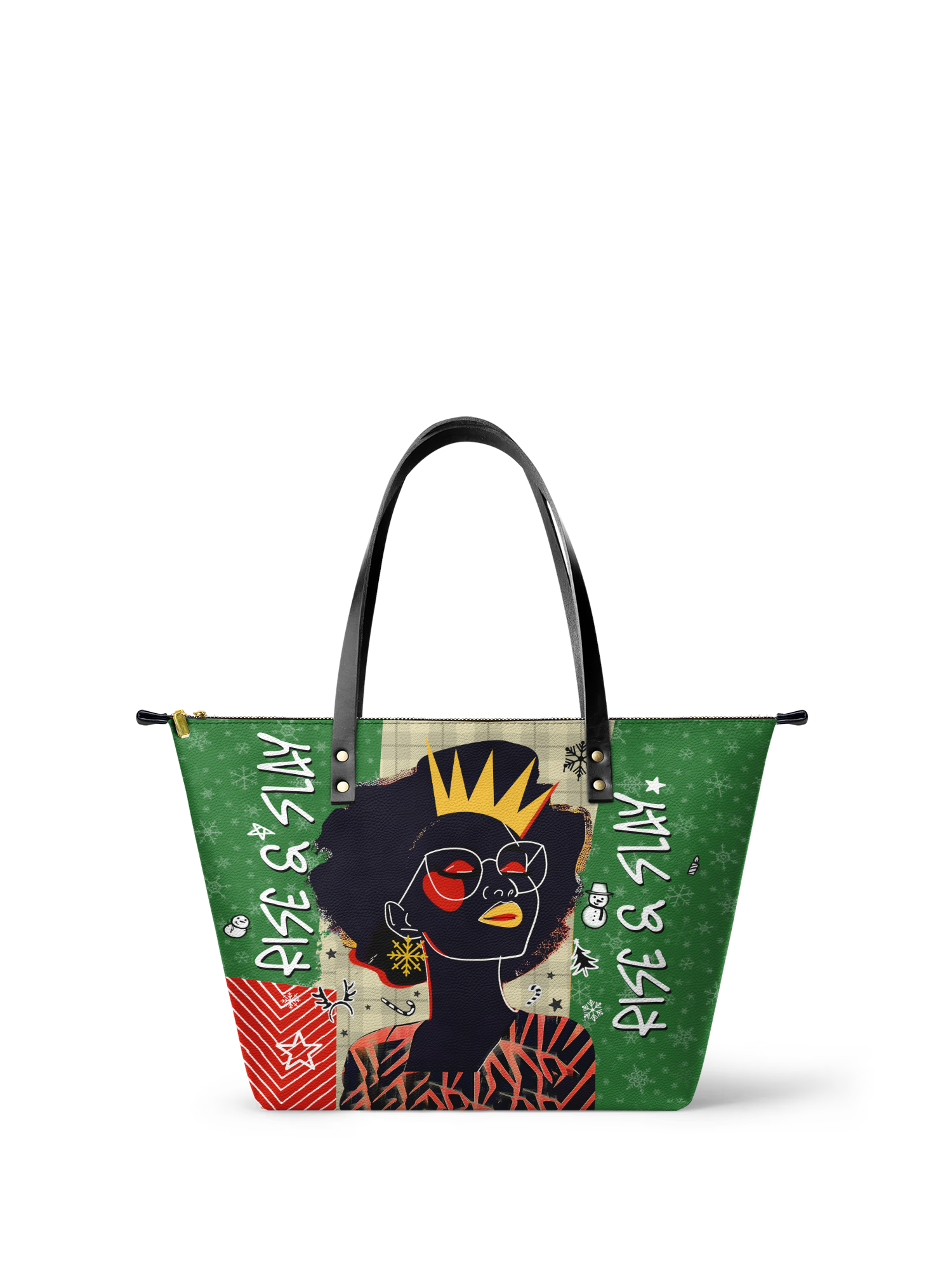 "Aina" Lime Pop Xmas Leather Tote Bag