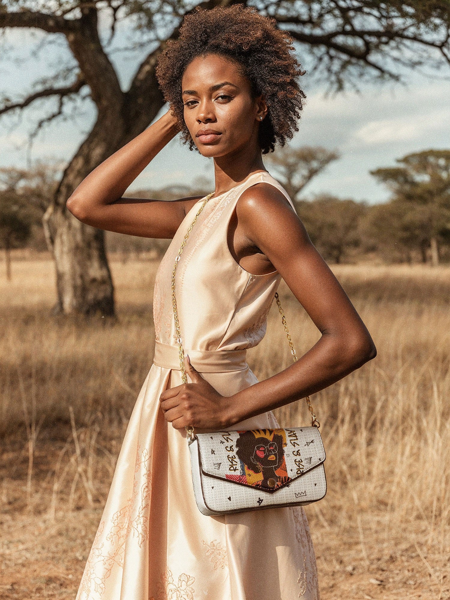 "Aina" Coconut White Envelope Chain Crossbody Bag