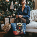 "Aina" Blueberry Snow Leather Tote Bag