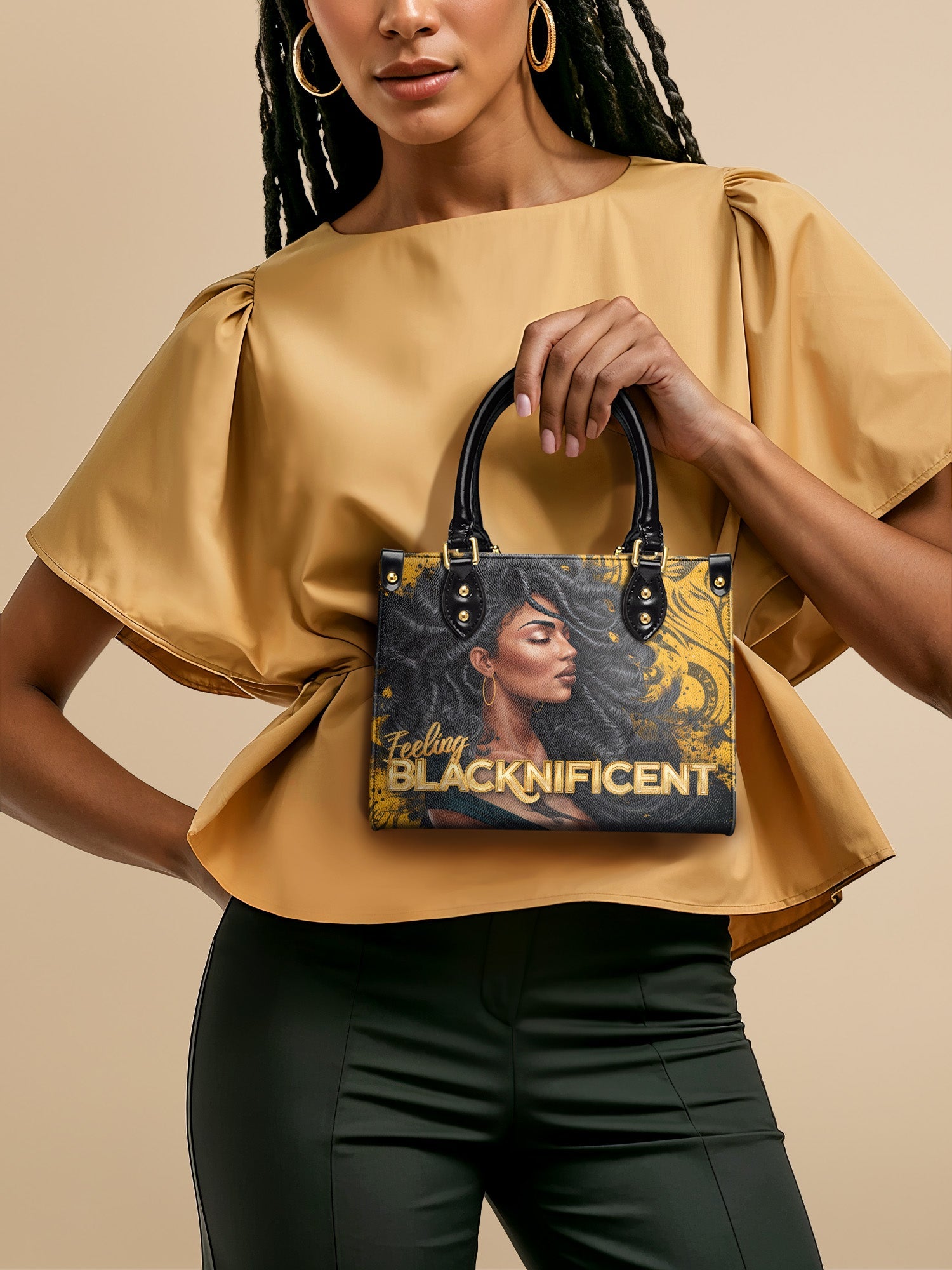 "Blacknificent" Small Leather Handbag