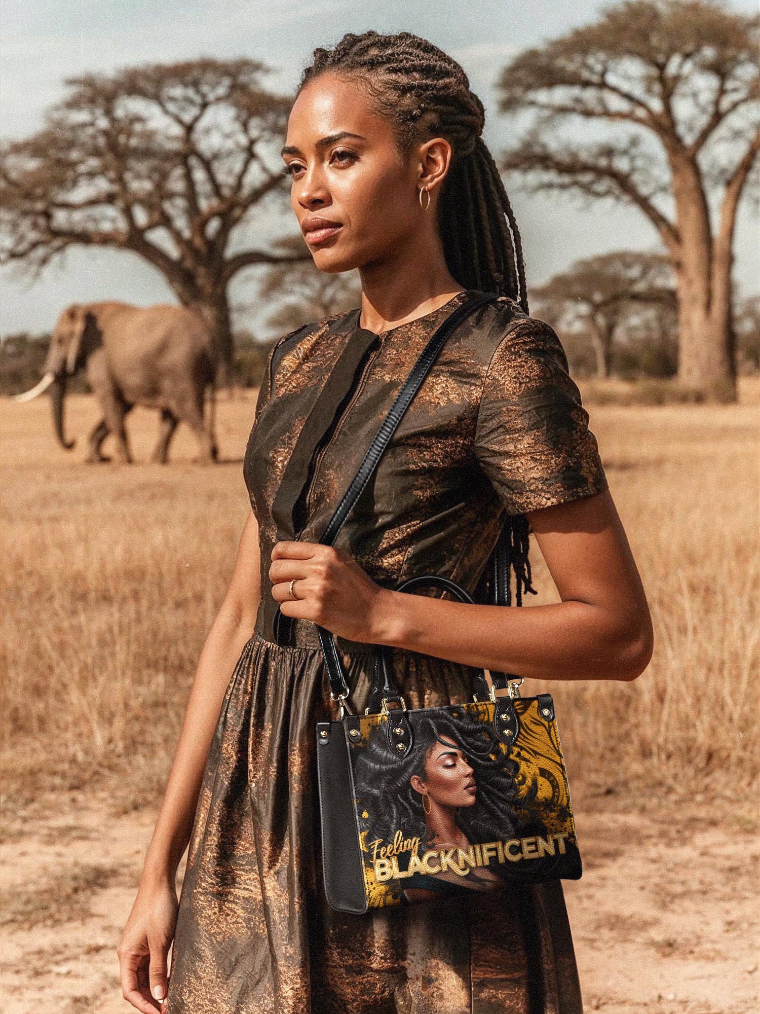 "Blacknificent" Small Leather Handbag