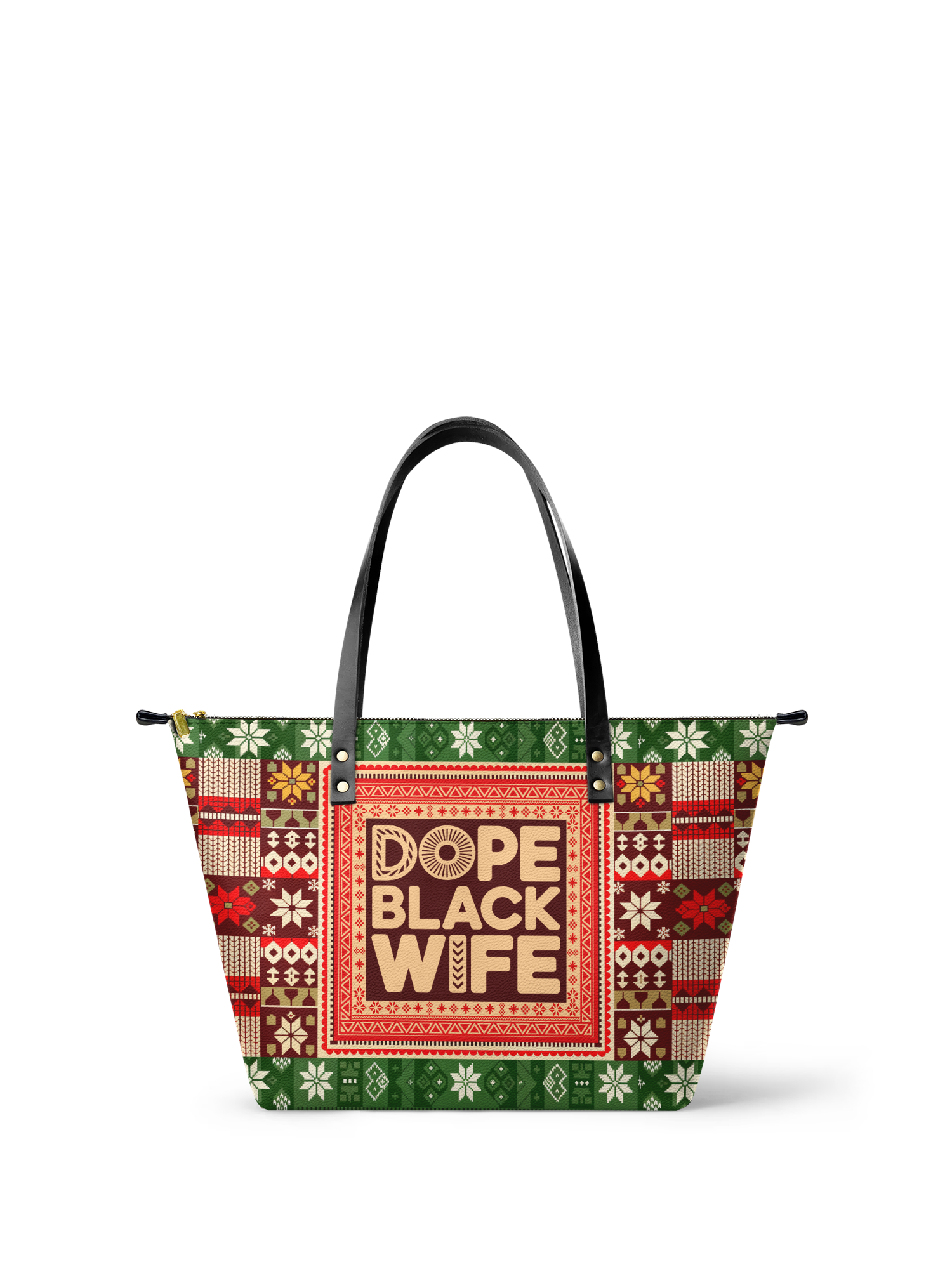 "Dope Black Wife" Frosted Pine Leather Tote Bag