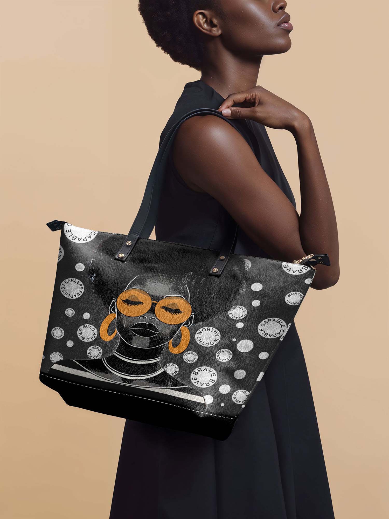 "Fahari" Monochrome Leather Tote Bag