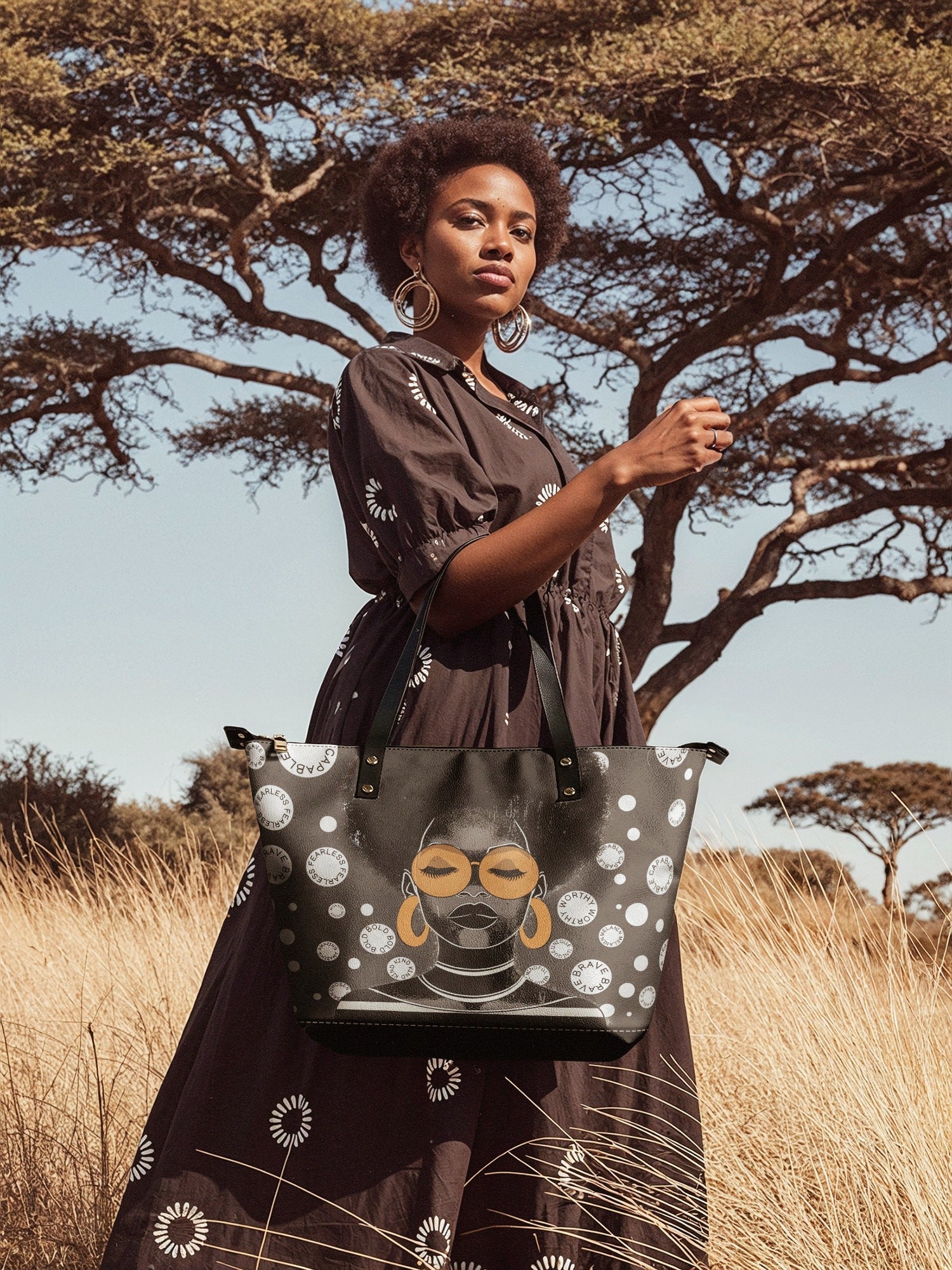 "Fahari" Monochrome Leather Tote Bag