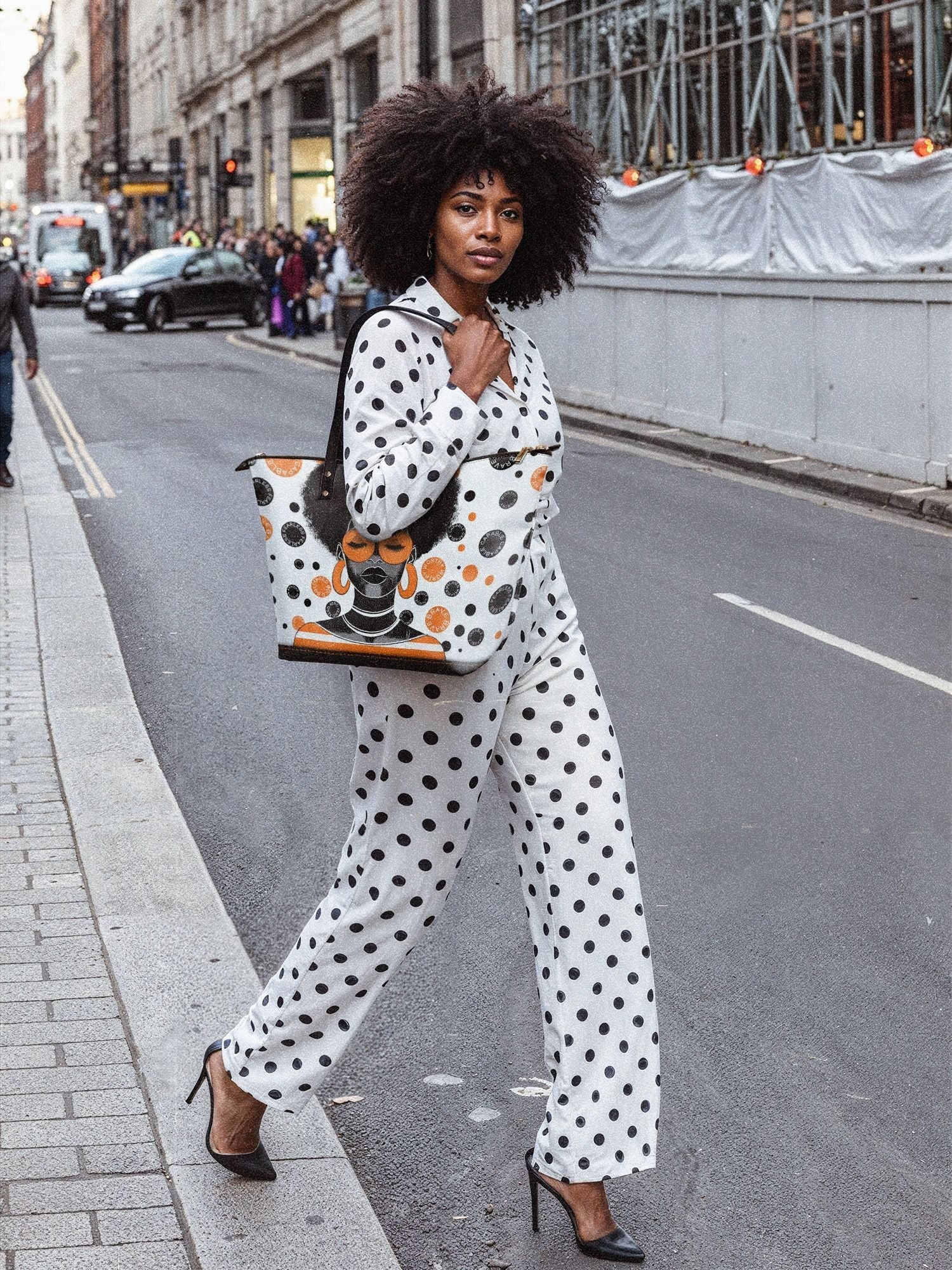 "Fahari" Marshmallow Citrus Leather Tote Bag