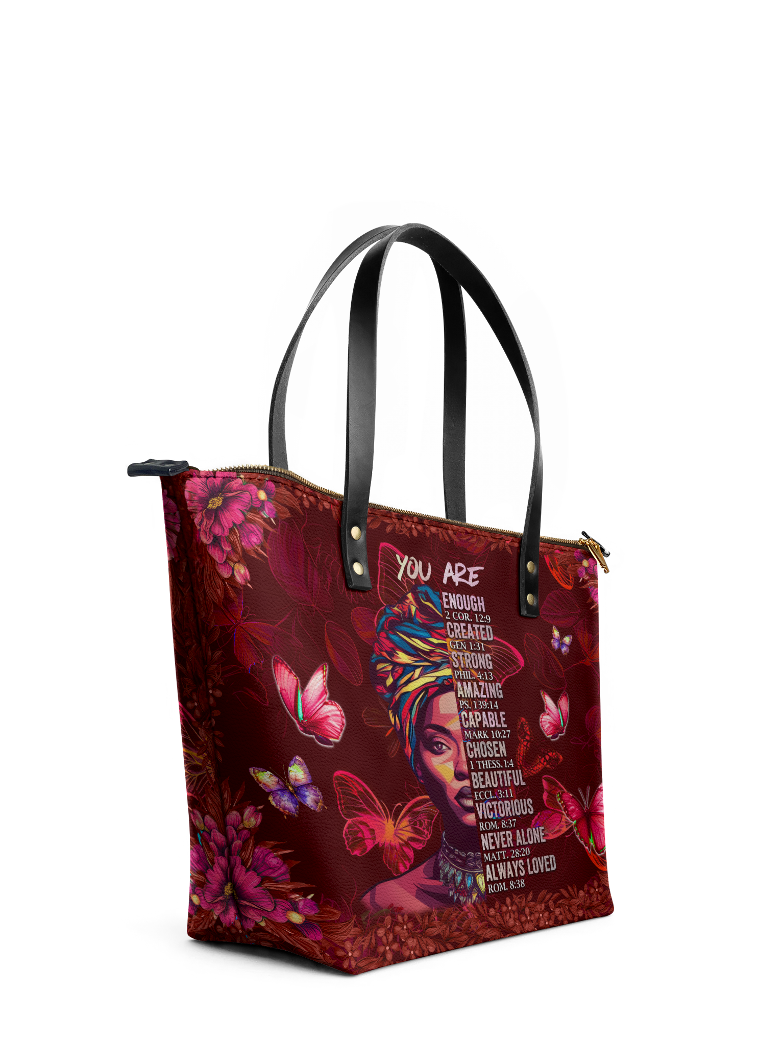 "Imani" Pomegranate Red Leather Tote Bag