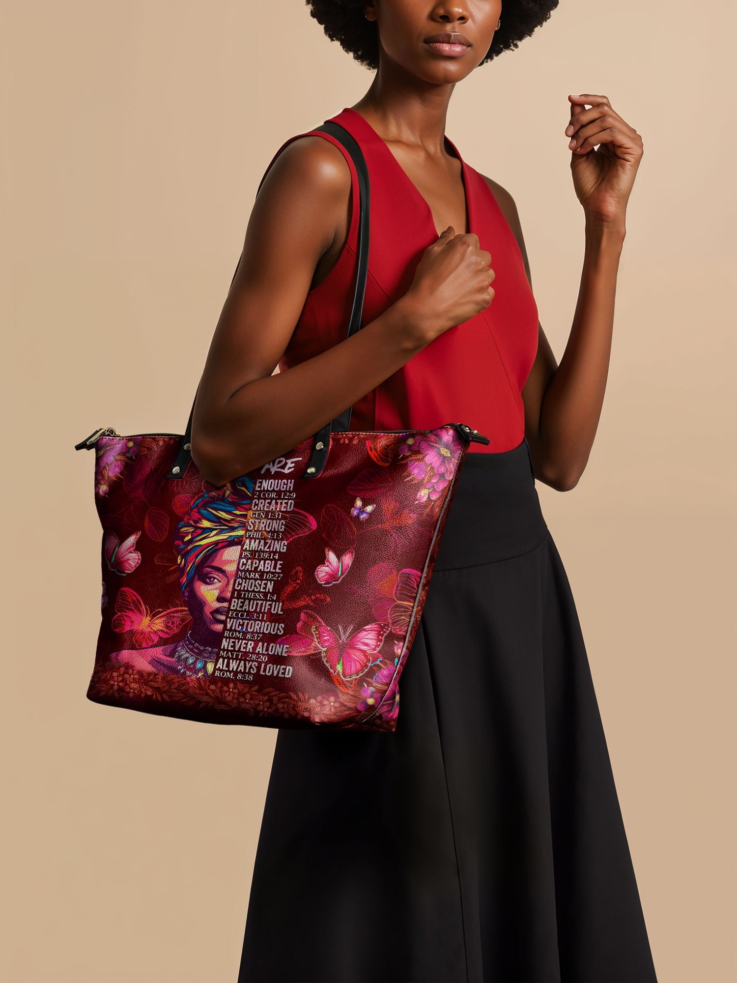 "Imani" Pomegranate Red Leather Tote Bag