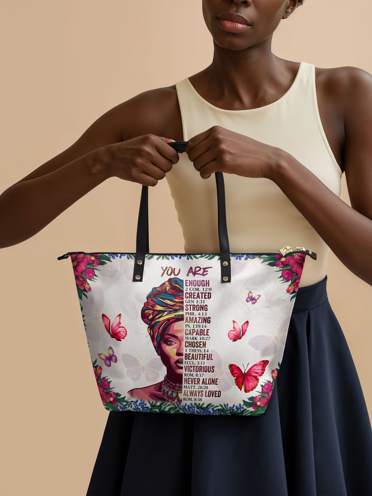 "Imani" Dove White Leather Tote Bag