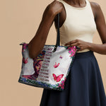 "Imani" Dove White Leather Tote Bag