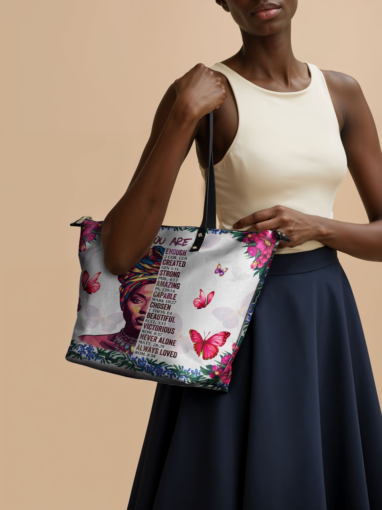 "Imani" Dove White Leather Tote Bag