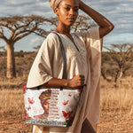 "Imani" Dove White Leather Tote Bag