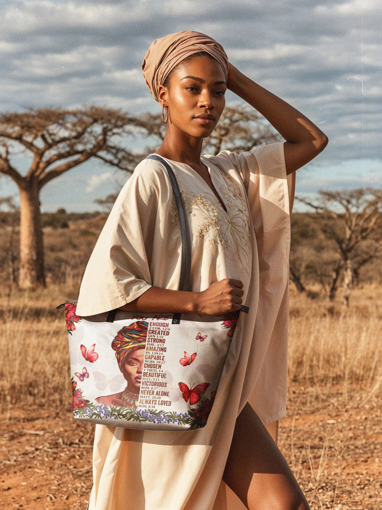 "Imani" Dove White Leather Tote Bag