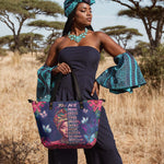 "Imani" Blue Orchid Leather Tote Bag