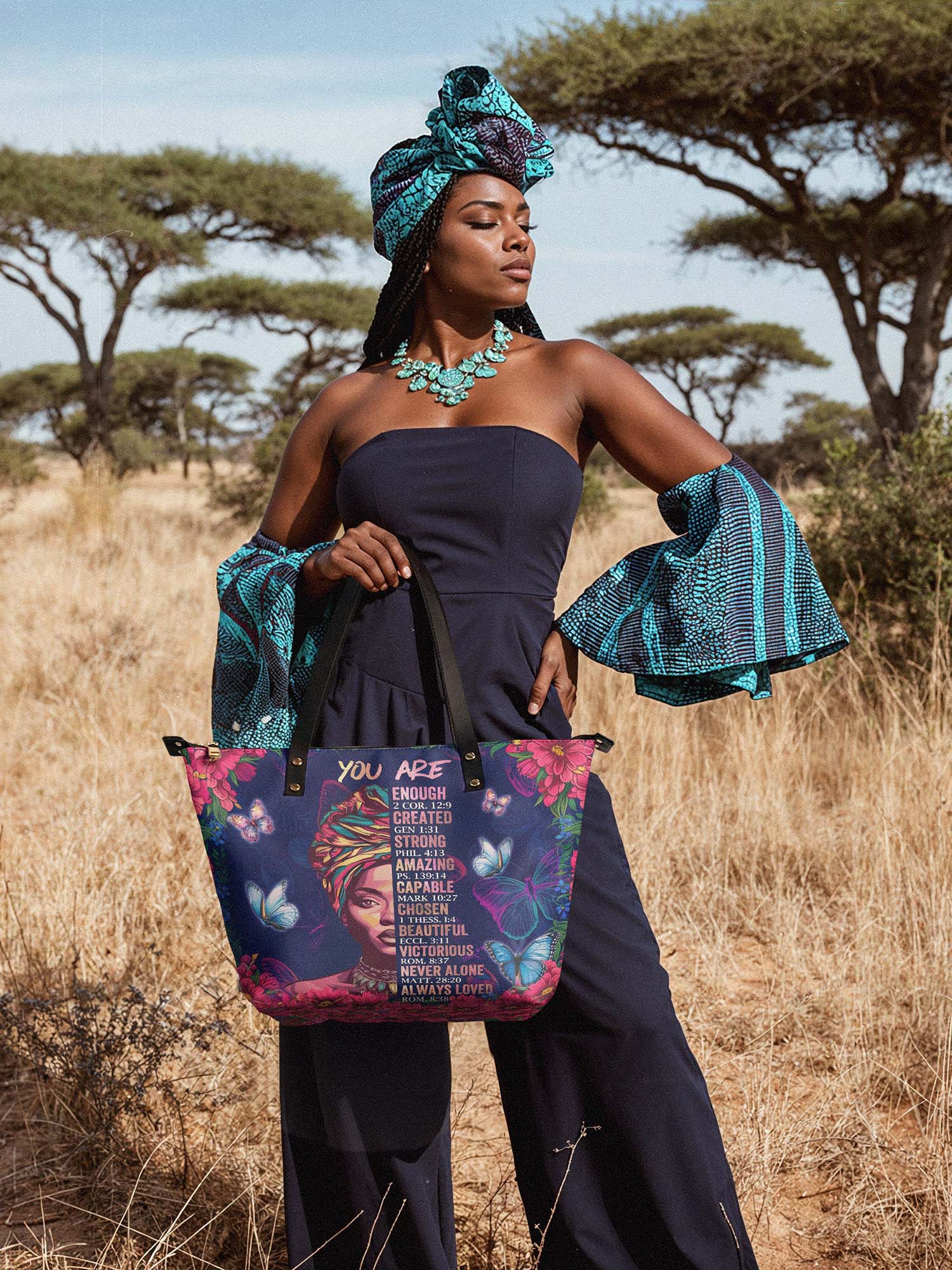 "Imani" Blue Orchid Leather Tote Bag
