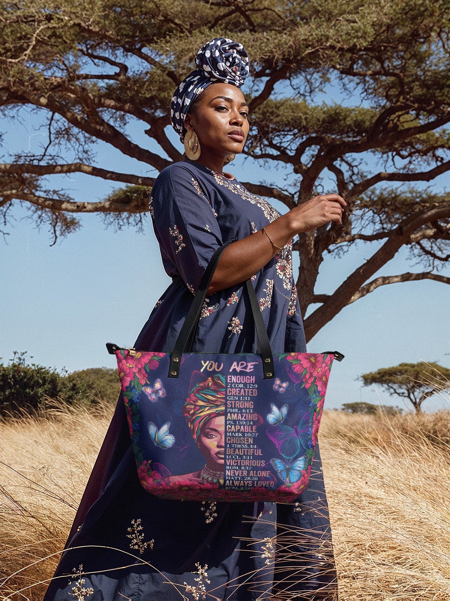 "Imani" Blue Orchid Leather Tote Bag