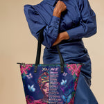 "Imani" Blue Orchid Leather Tote Bag