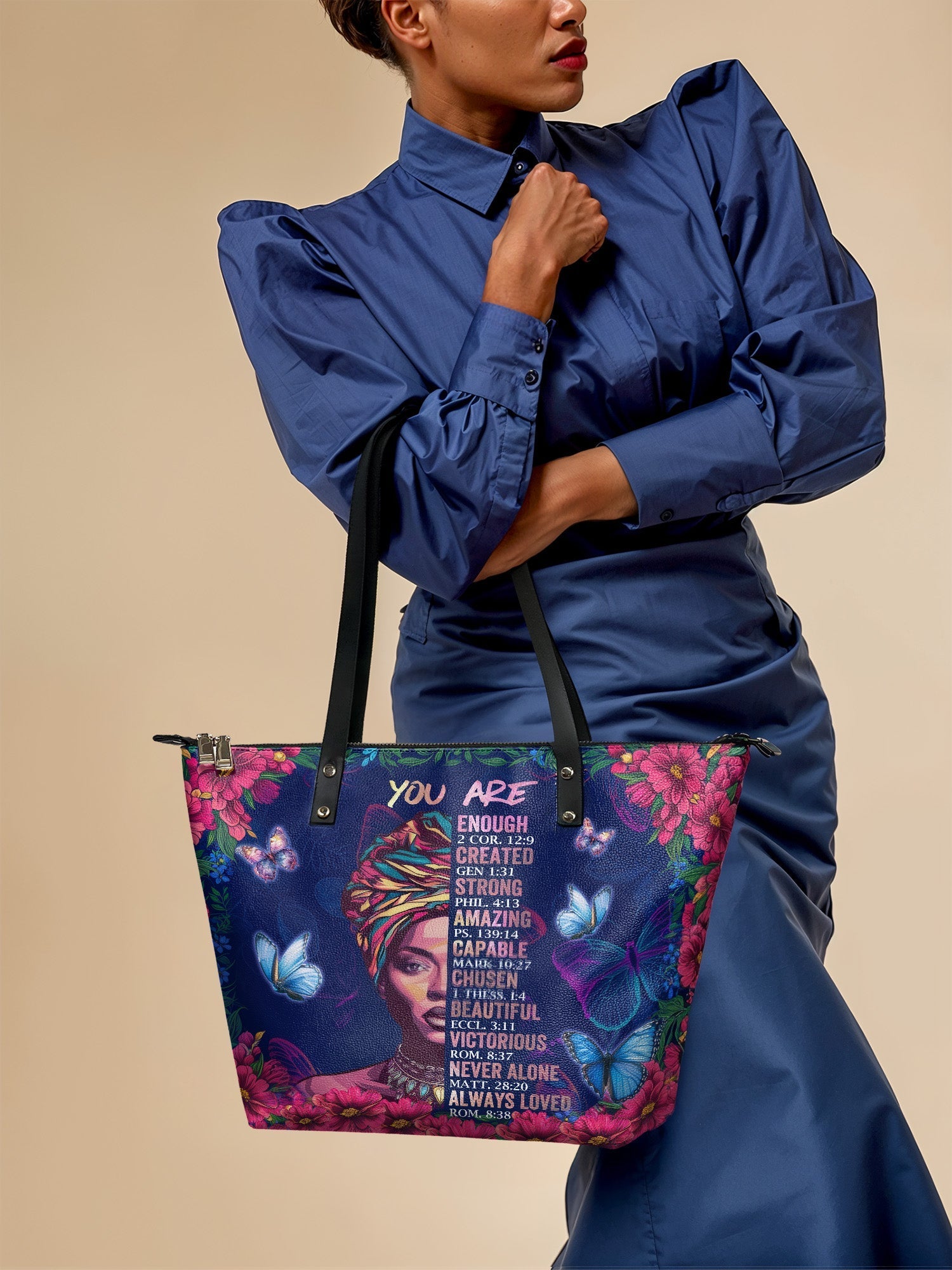 "Imani" Blue Orchid Leather Tote Bag