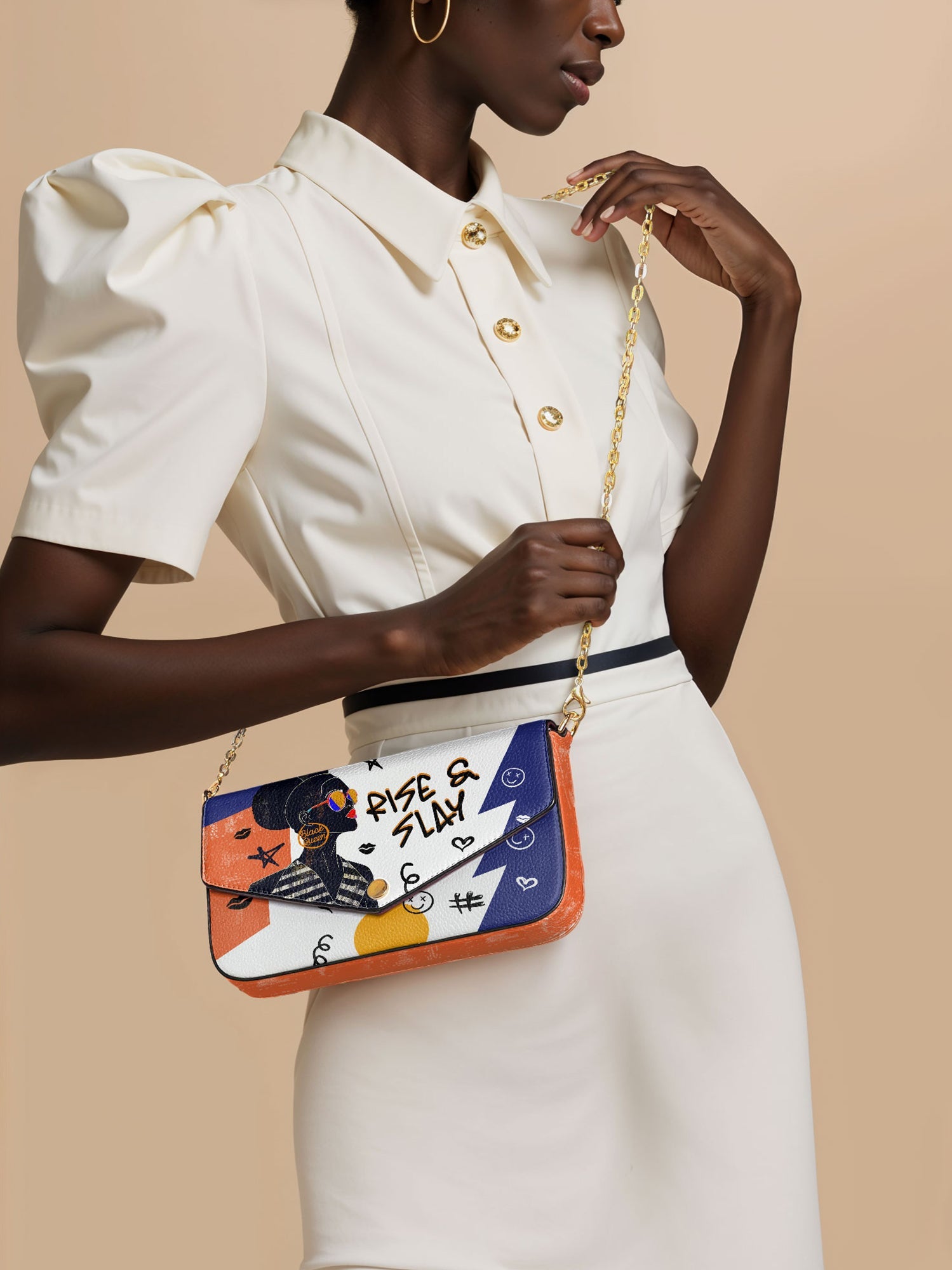 "Sanaa" Salt Pop Envelope Chain Crossbody Bag