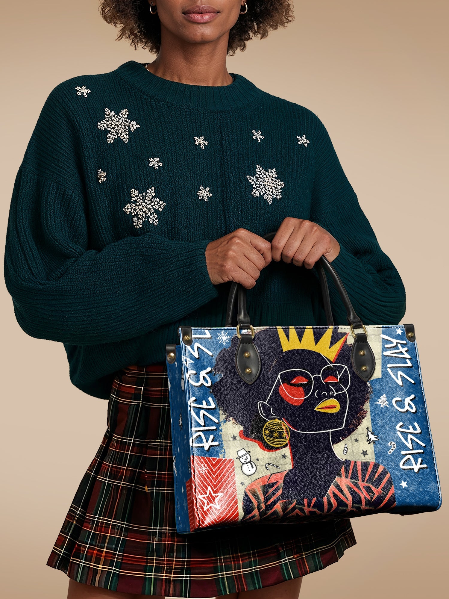 "Aina" Blueberry Snow Leather Handbag