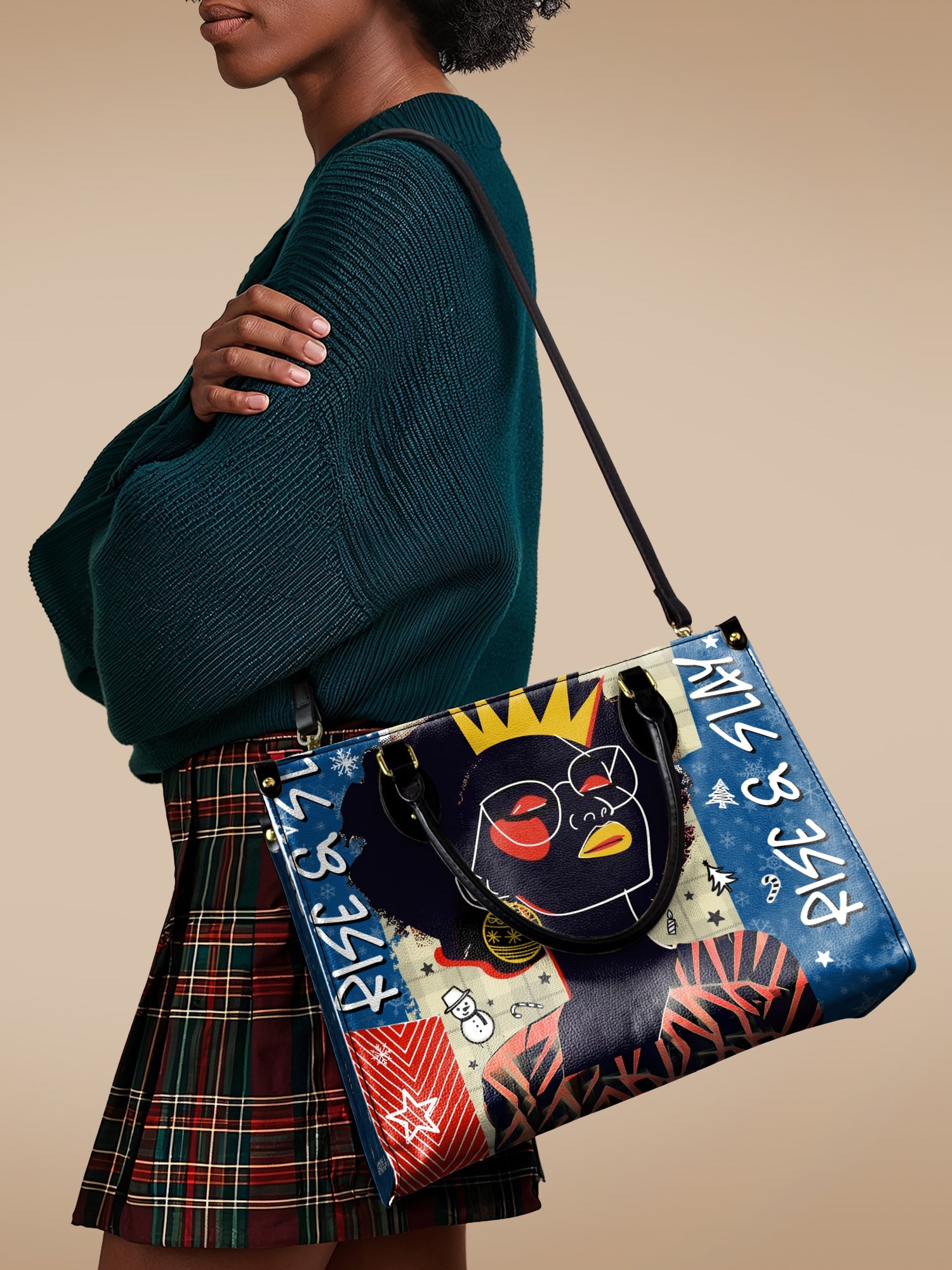 "Aina" Blueberry Snow Leather Handbag