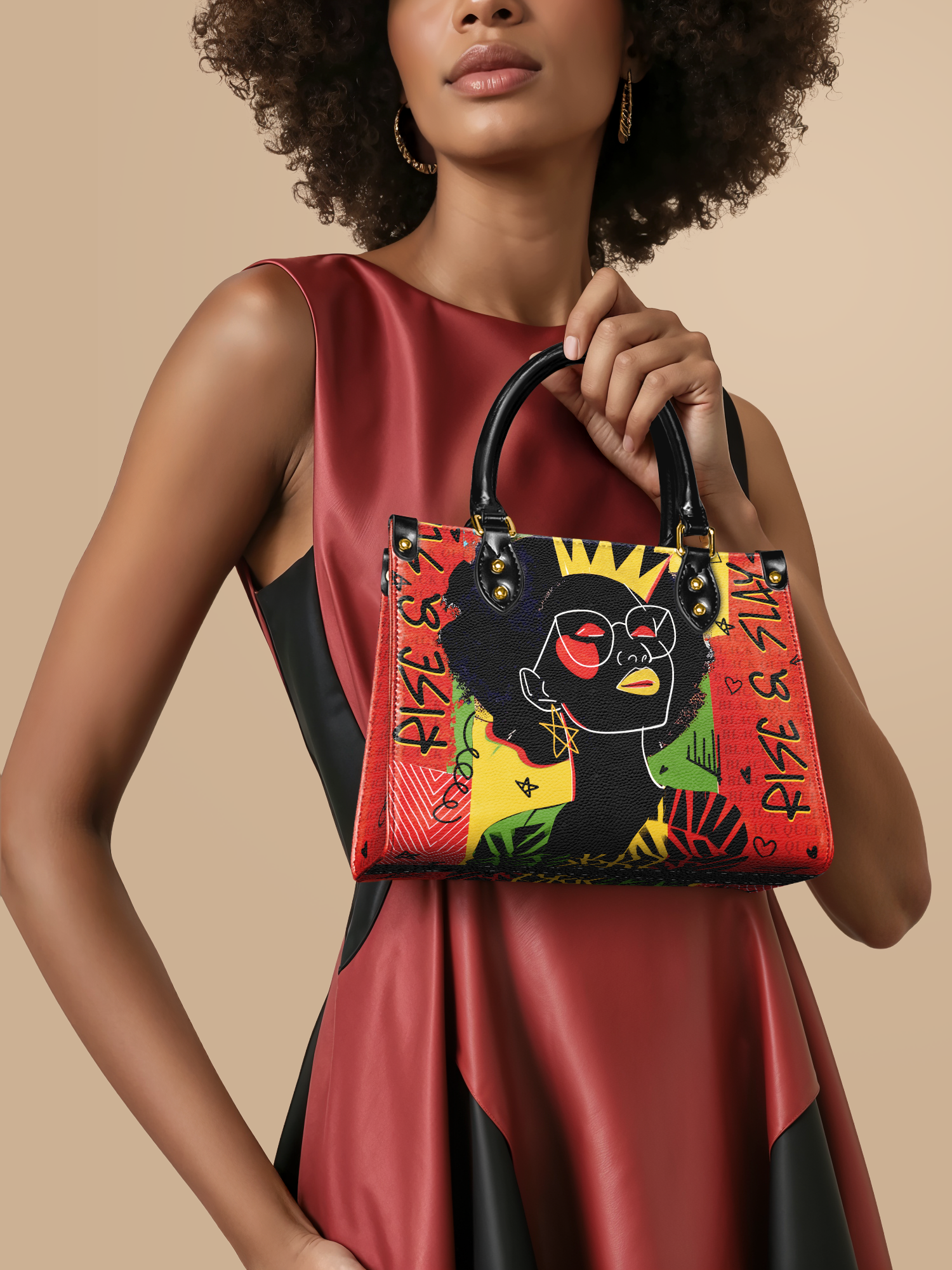 "Aina" Flame Red Small Leather Handbag