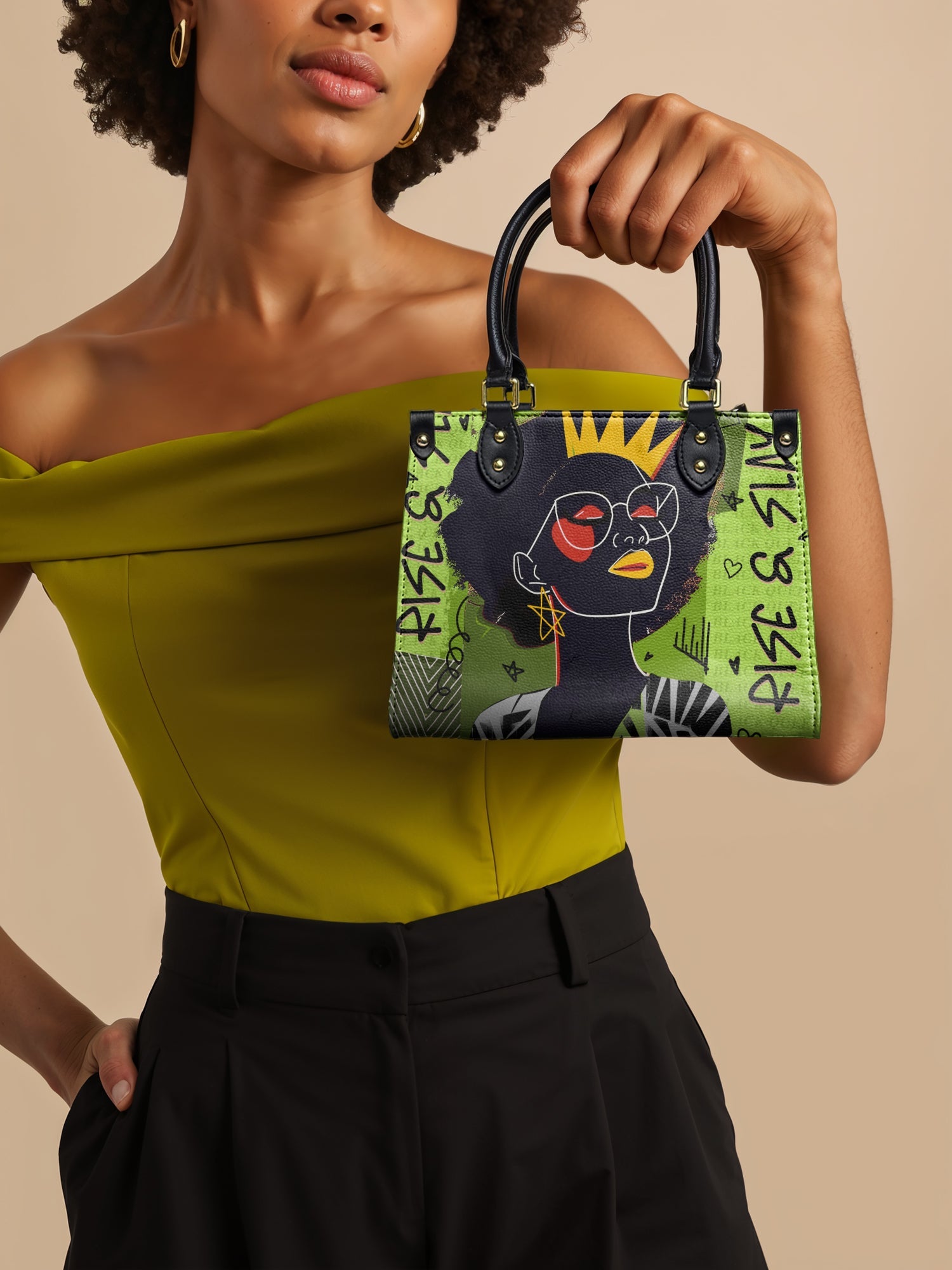 "Aina" Lime Pop Small Leather Handbag
