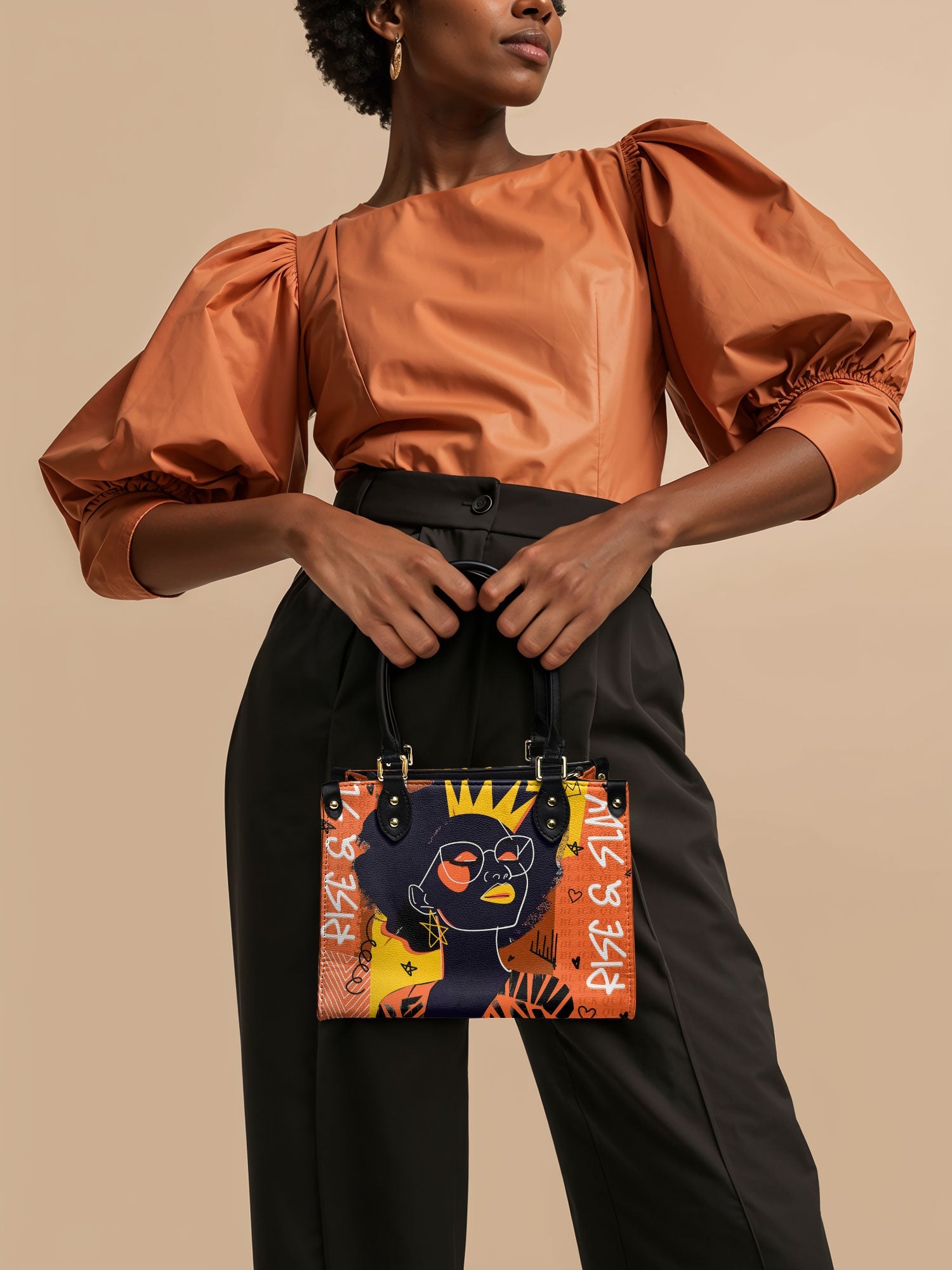 "Aina" Orange Sorbet Small Leather Handbag