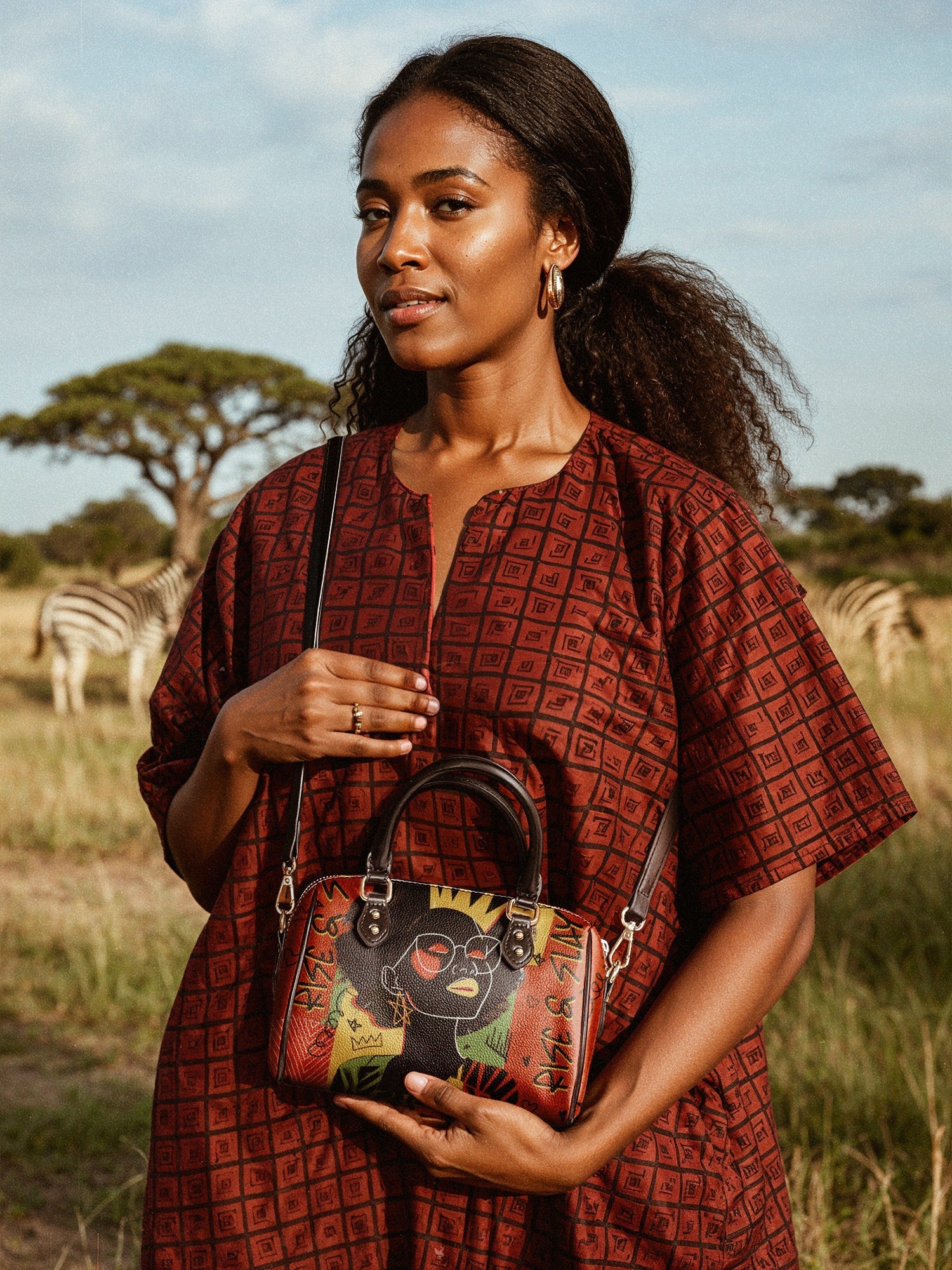 "Aina" Flame Red Mini Satchel