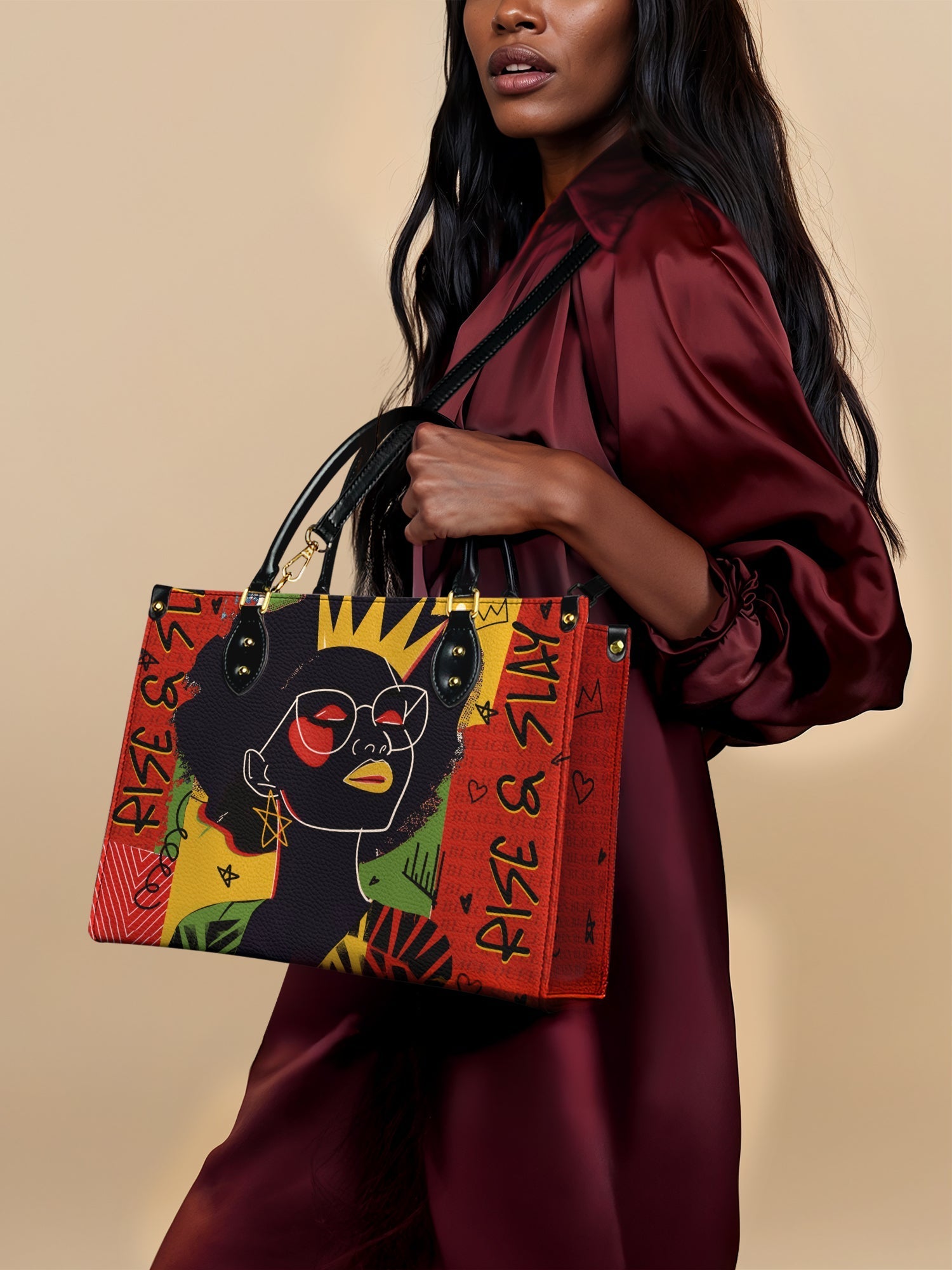 "Aina" Flame Red Leather Handbag